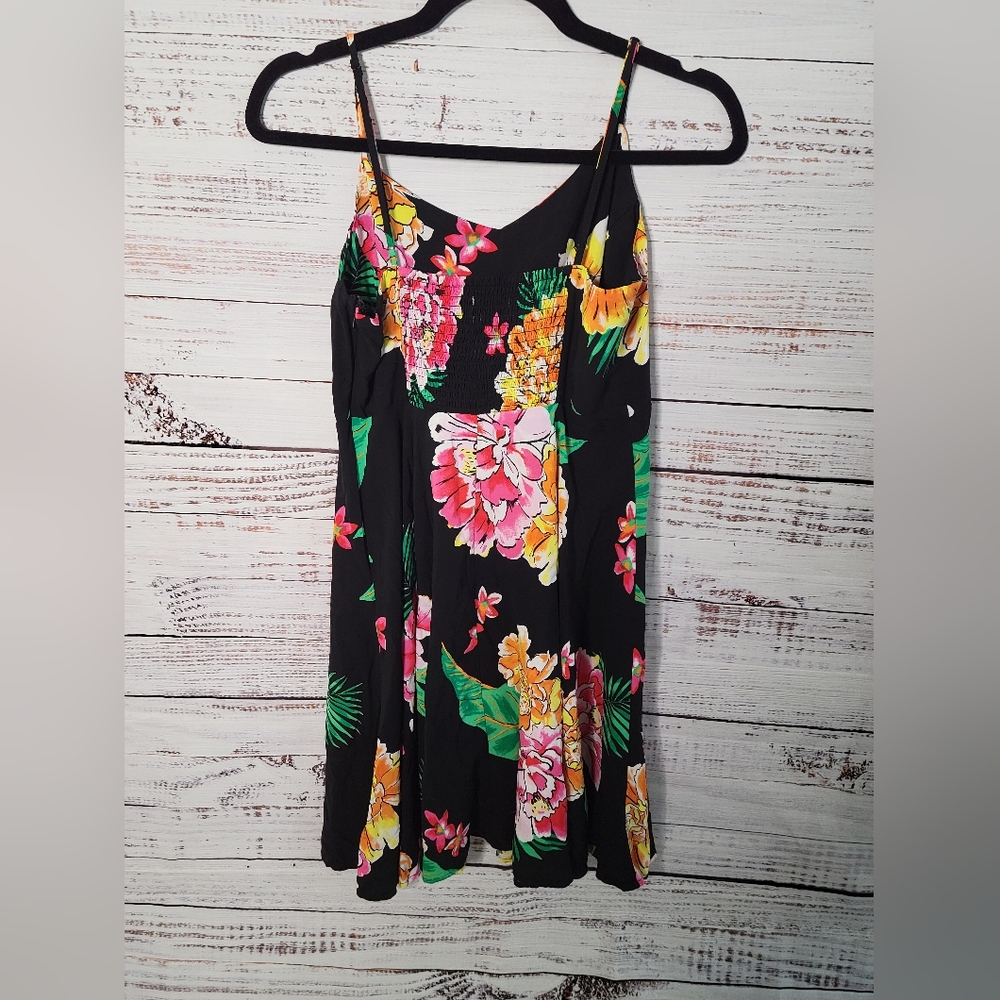 Old Navy Black M floral dress with smocking on the back - Picture 2 of 5